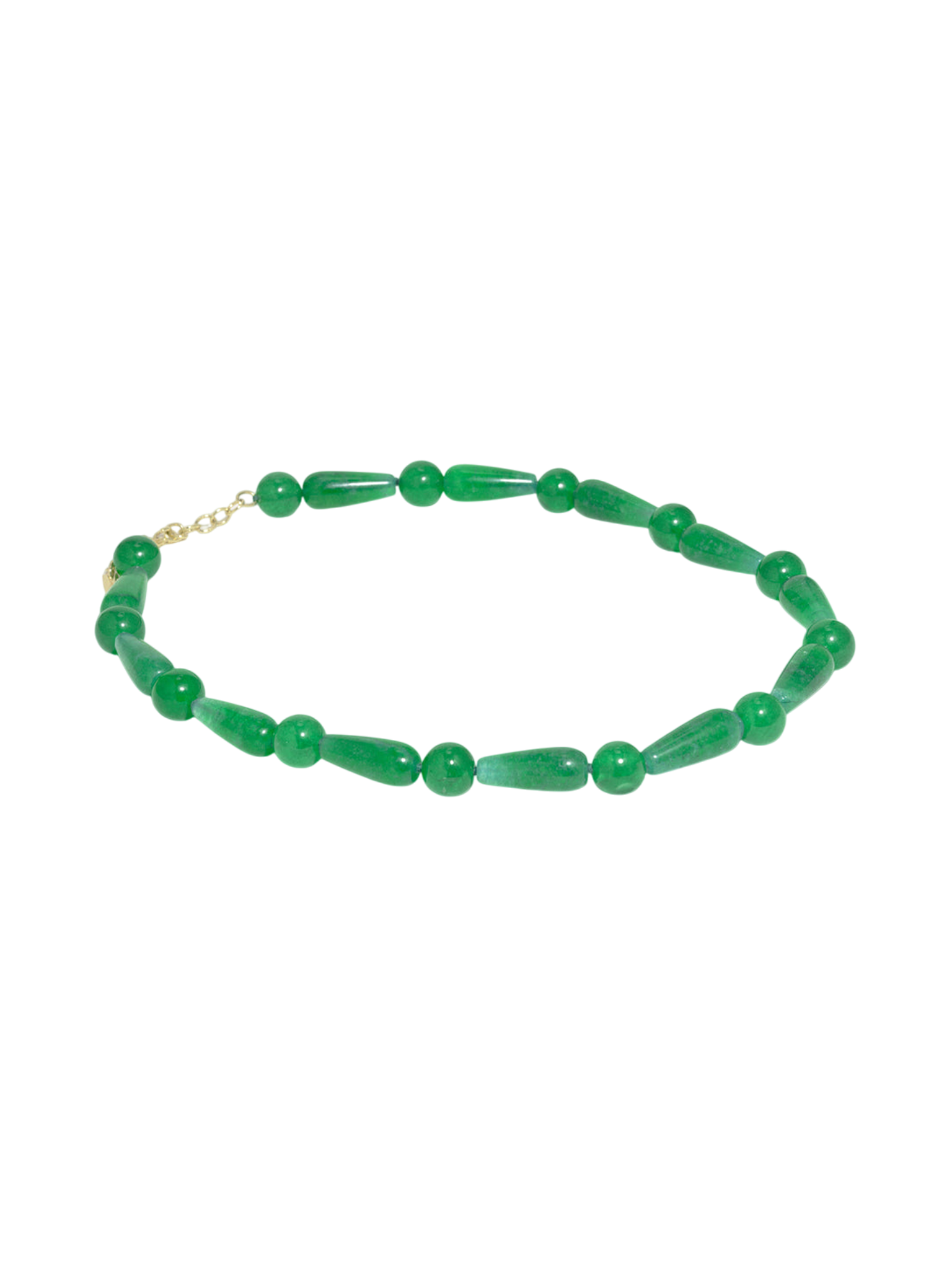 The depths of time - green chalcedony and recycled gold vermeil necklace
